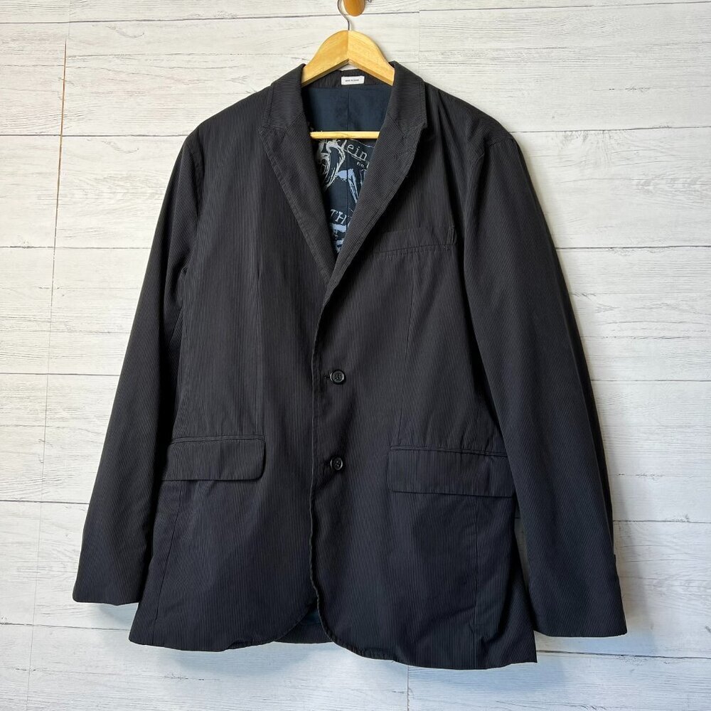 Calvin Klein Blazer Mens Size Medium Dark Gray Pinstriped 100% Cotton Business